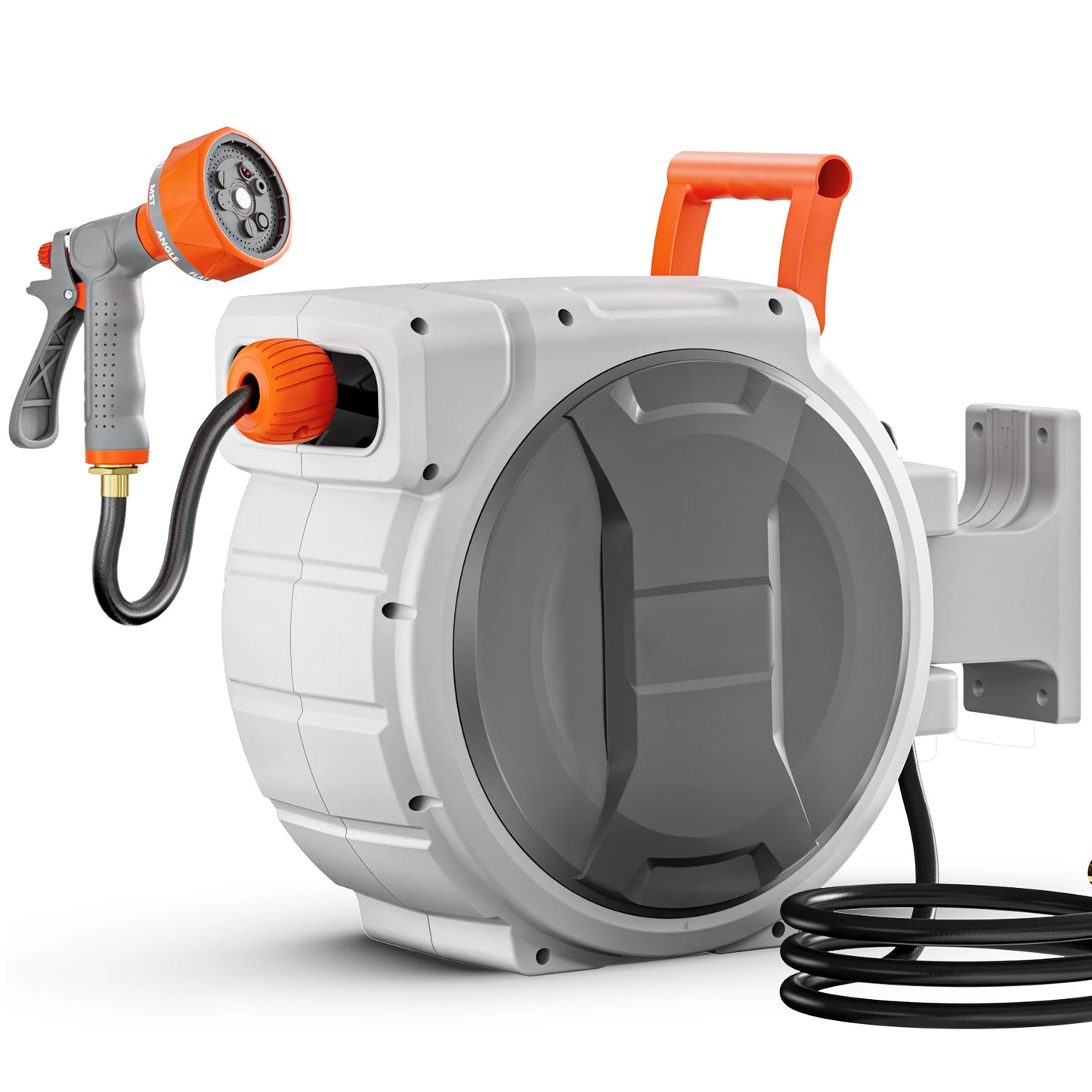 SucceBuy Retractable Garden Hose Reel With 9Pattern Nozzle Wall Mount