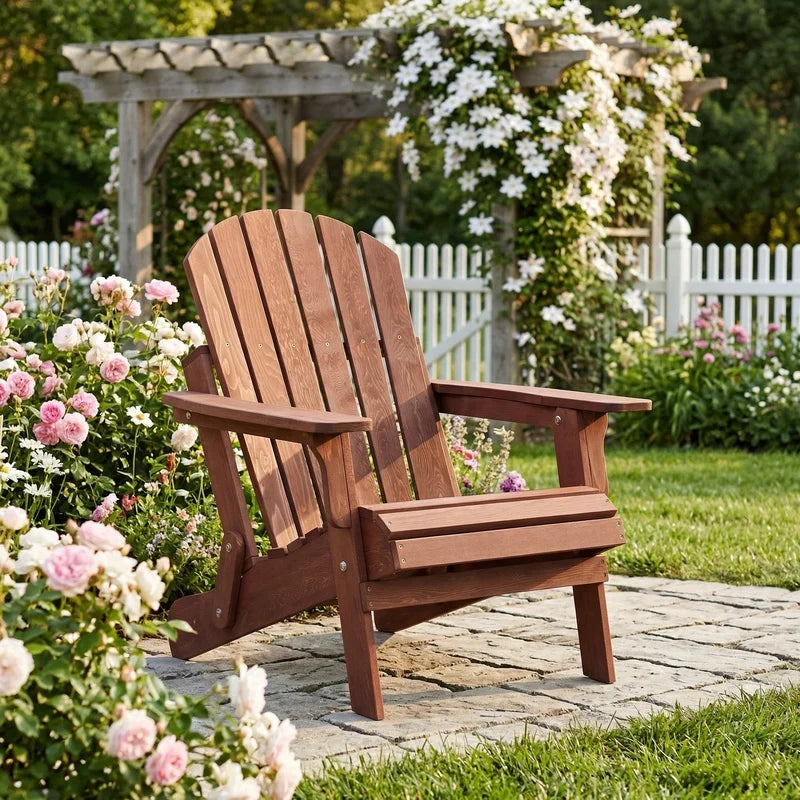 Oversize Folding Adirondack Chair For Outdoor Patio Garden