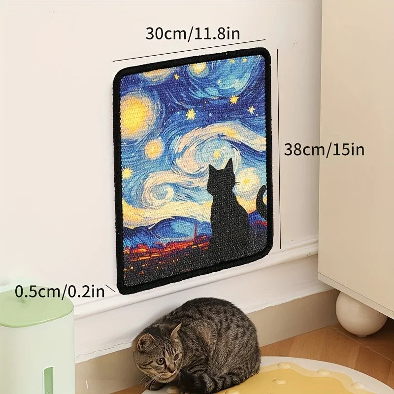 Durable Wall-Mounted Cat Scratching Post & Mat - Stitched Edges,Soft Fabric for Indoor Clawing Play,Space-Saving Design for Cats