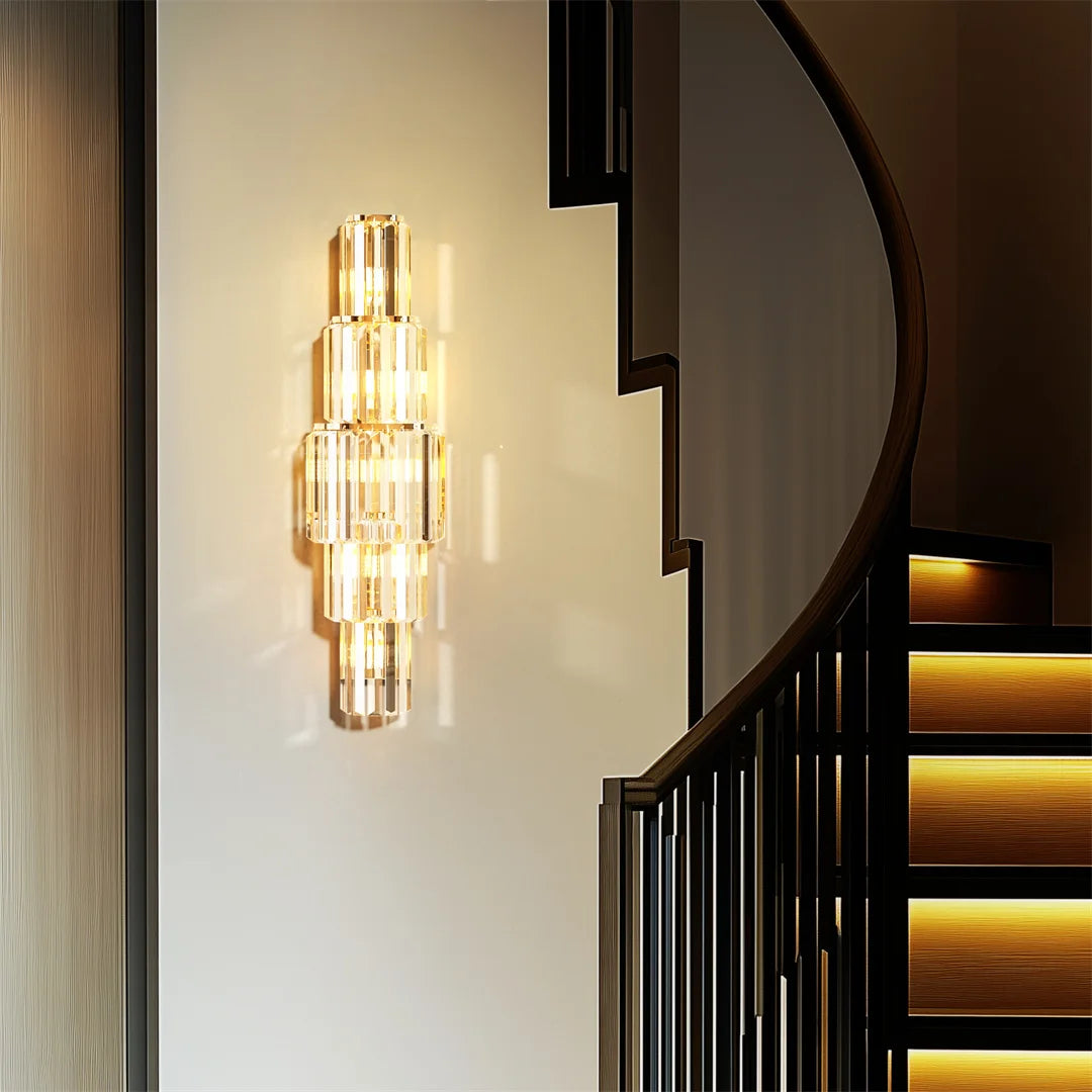Crystal Modern Wall Lamp 3 Layer Sconce With E14 LED Bulbs