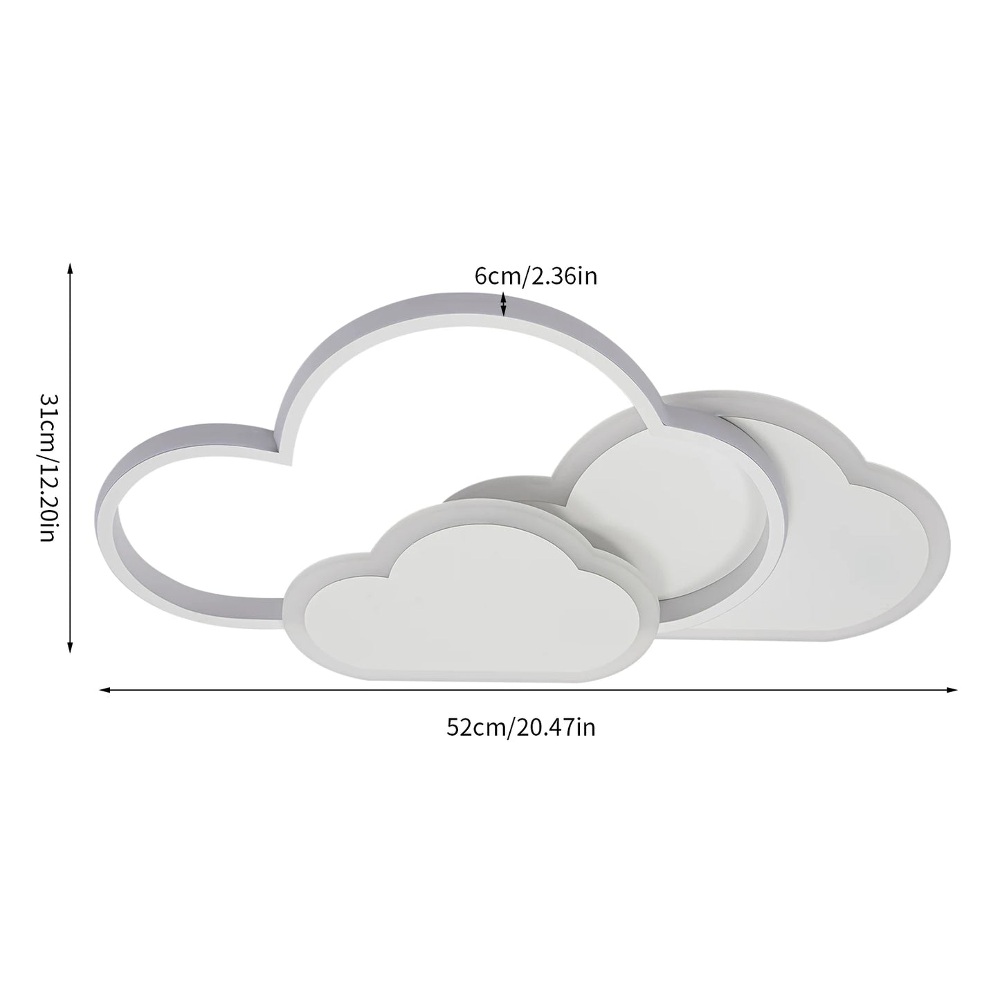 Cloud Shape LED Ceiling Light Fixture With Three Color Lighting