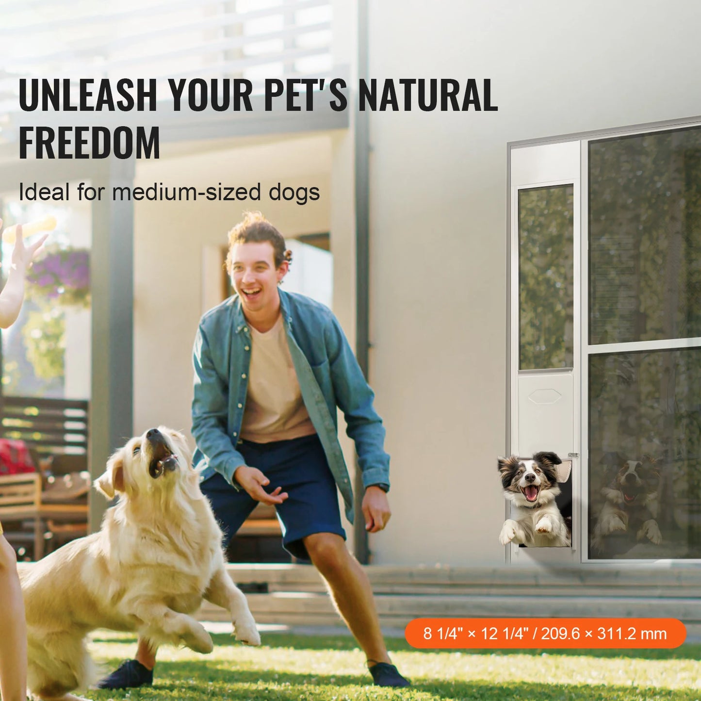 SucceBuy Dog Door Sliding Glass Door Adjustable Height Tempered Glass