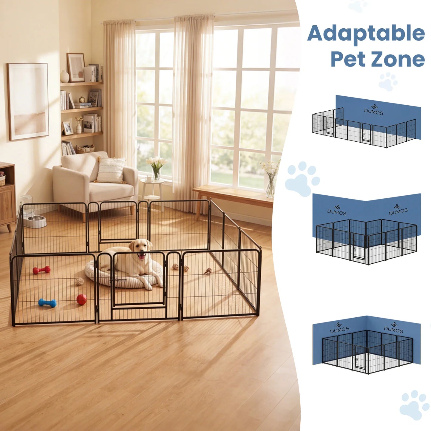 JHK Metal Foldable Dog Playpen Pet Fence For Outdoor Use