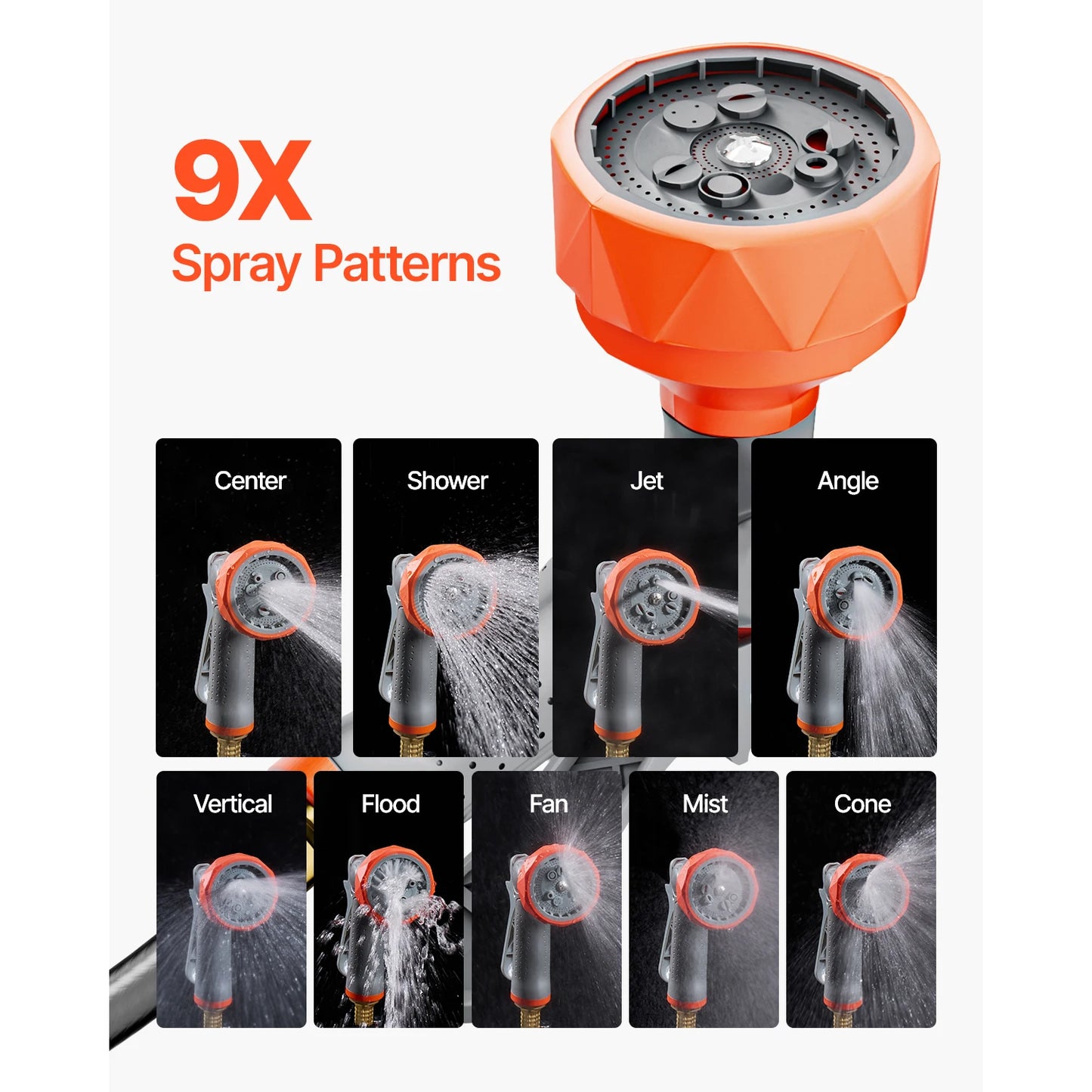 SucceBuy Retractable Garden Hose Reel With 9Pattern Nozzle Wall Mount