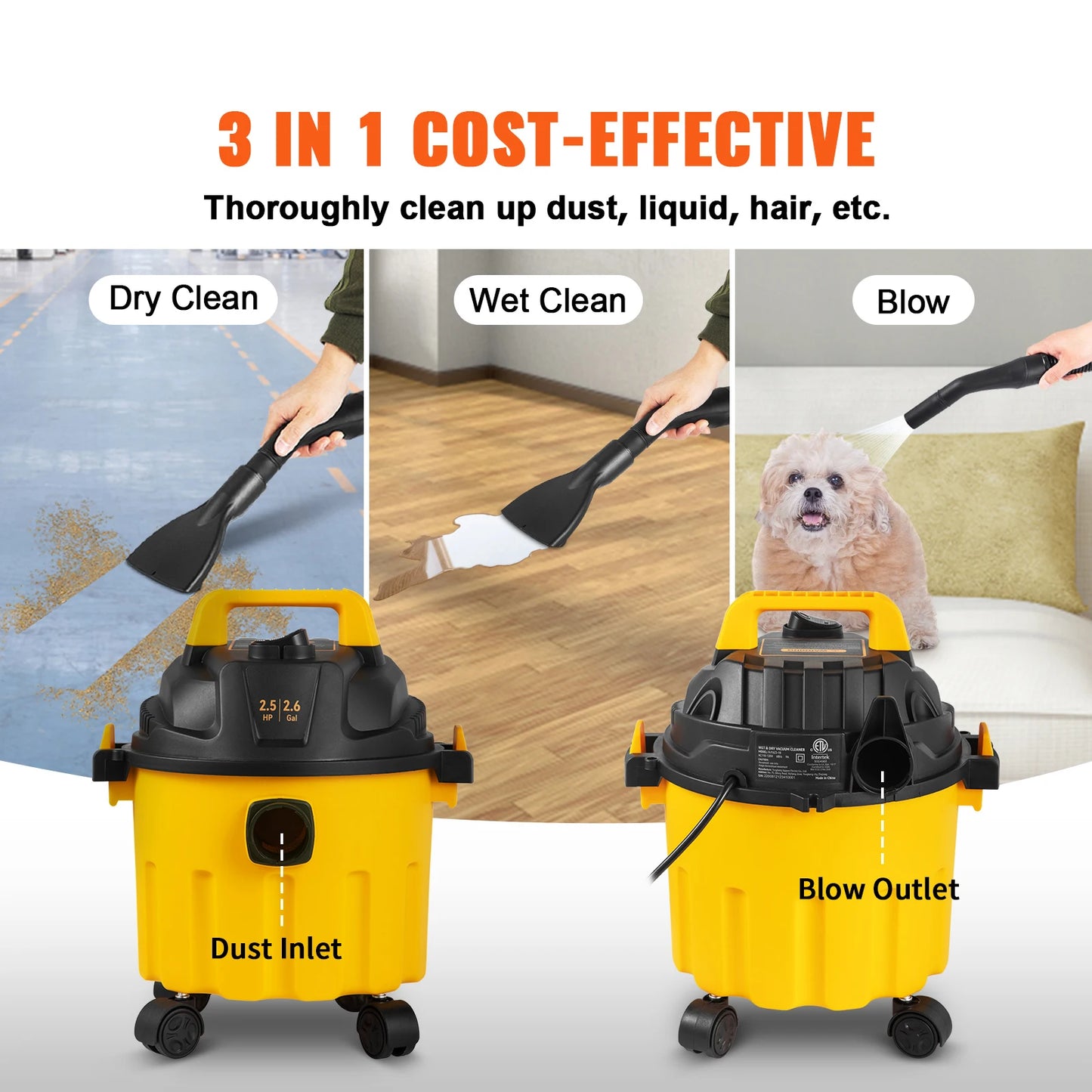 SucceBuy 3-In-1 Wet Dry Shop Vacuum