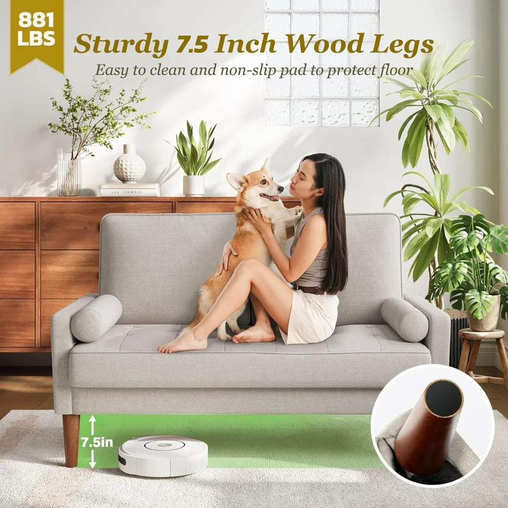 Vesgantti Velvet Loveseat Sofa With Solid Wood Legs Mid-Century Modern