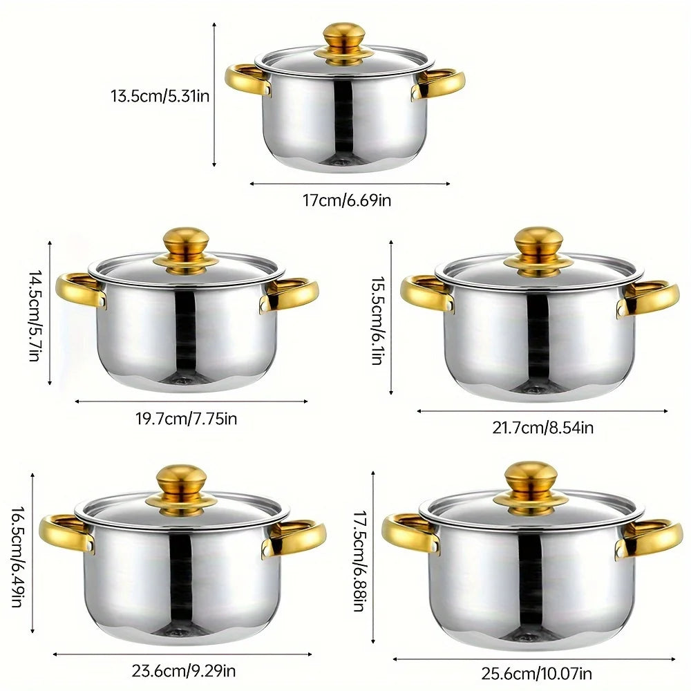 5-Piece Stainless Steel Cookware Set Durable And Multi-Purpose Non-Stick
