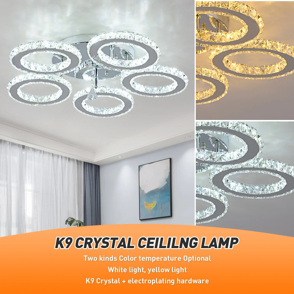Modern Crystal Chandelier Ceiling Light For Living Room And Kitchen