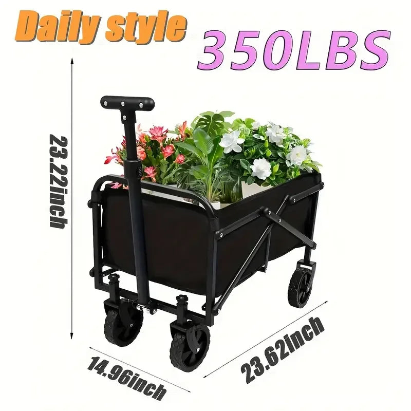 Collapsible Wagon Cart With All-Terrain Wheels For Heavy Duty Shopping