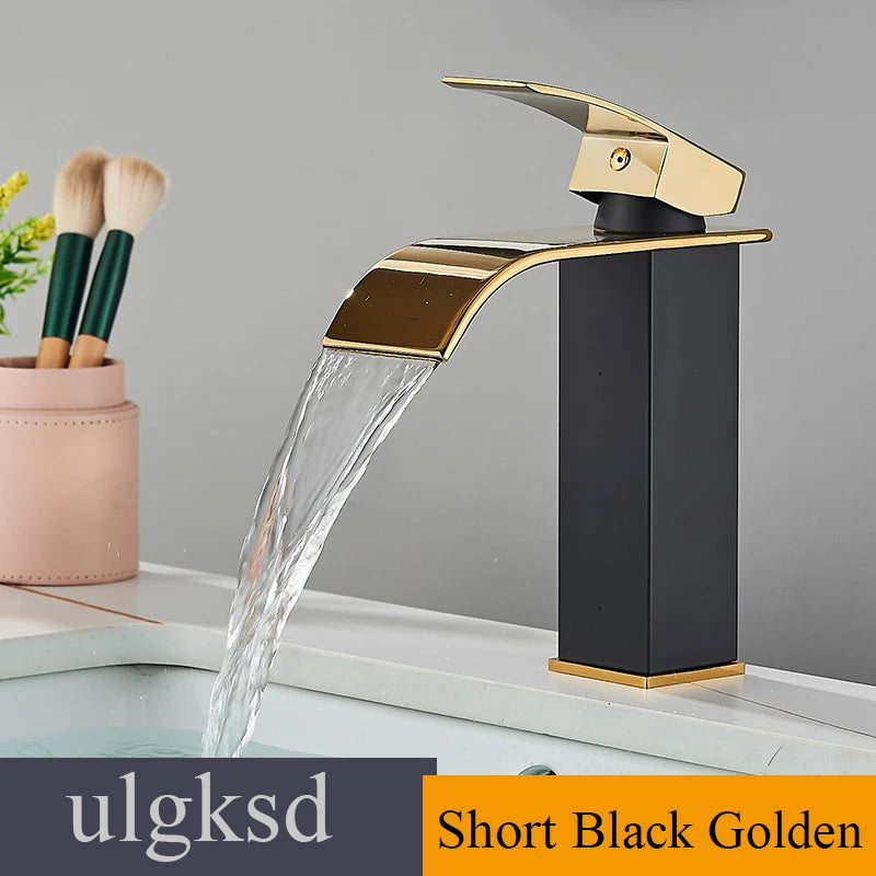 Ulgksd Waterfall Basin Faucet Single Handle Deck Mounted Hot Cold