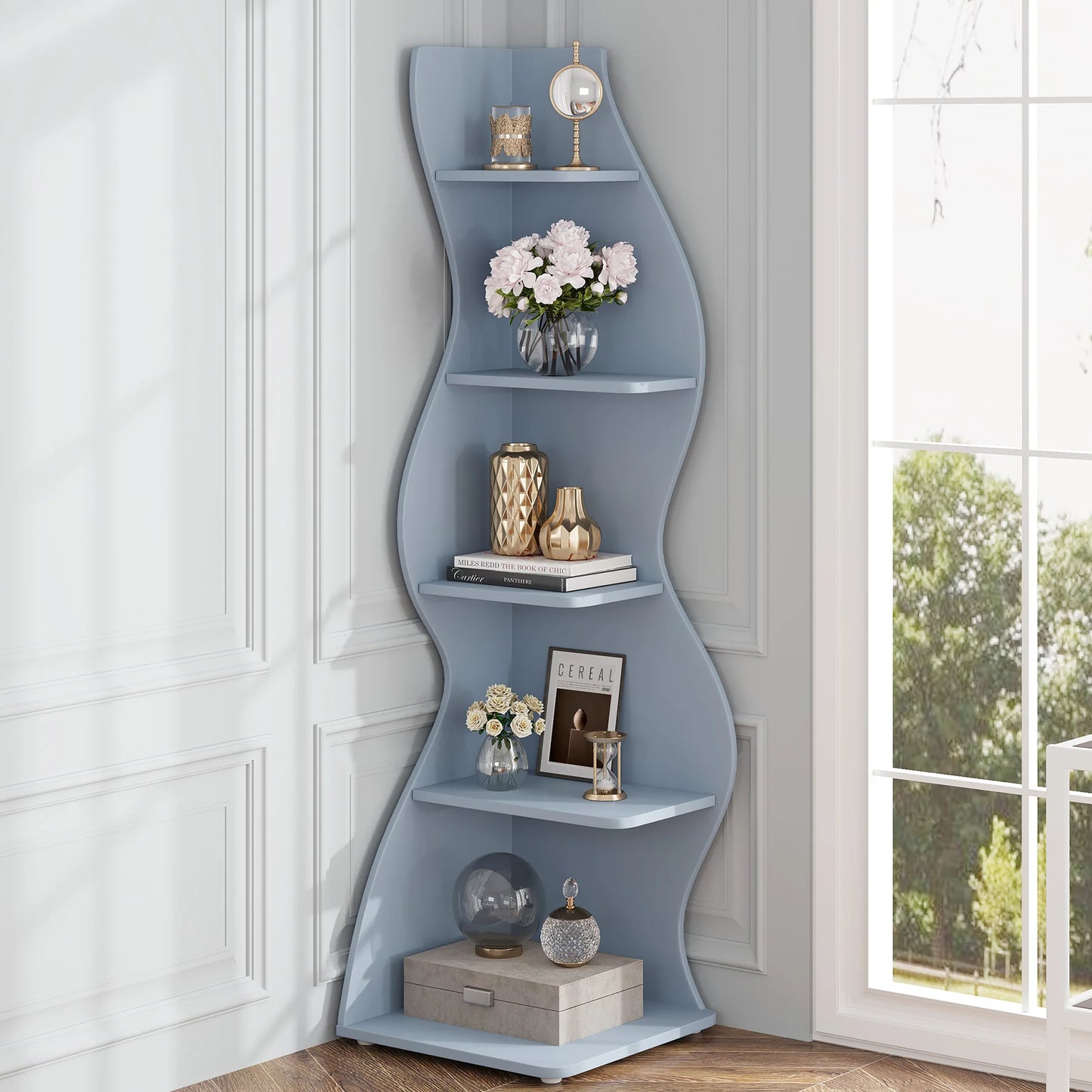 Tribesigns 5 Tier Corner Shelf Wall Corner Bookshelf Plant Stand