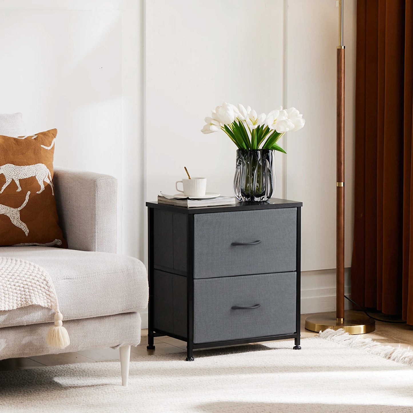 JHK Living Room Cabinet With Fabric Drawers