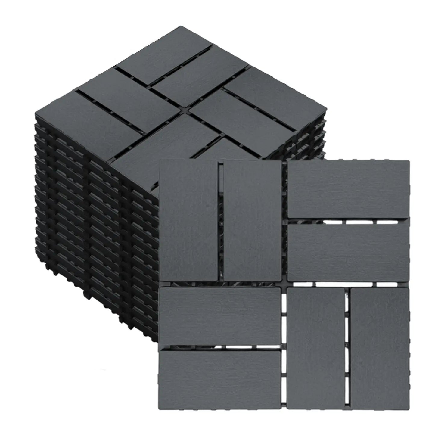 44-Piece Interlocking Plastic Deck Tiles for Garden and Patio
