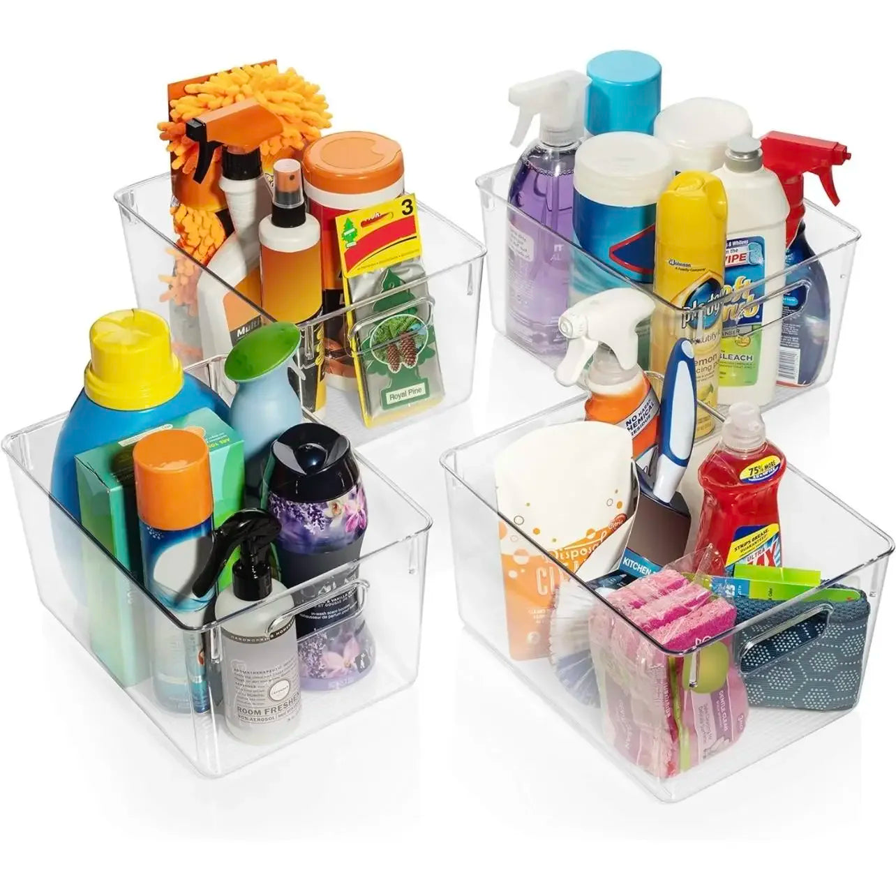 Clear Plastic Storage Bins for Pantry and Kitchen Organization