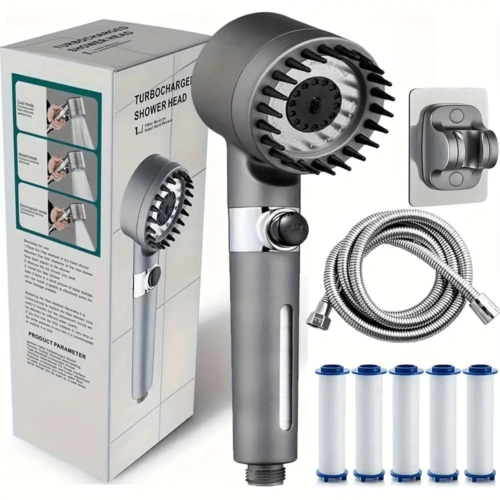 Pressurized Hand Shower Head With 3 Spray Modes And Filters
