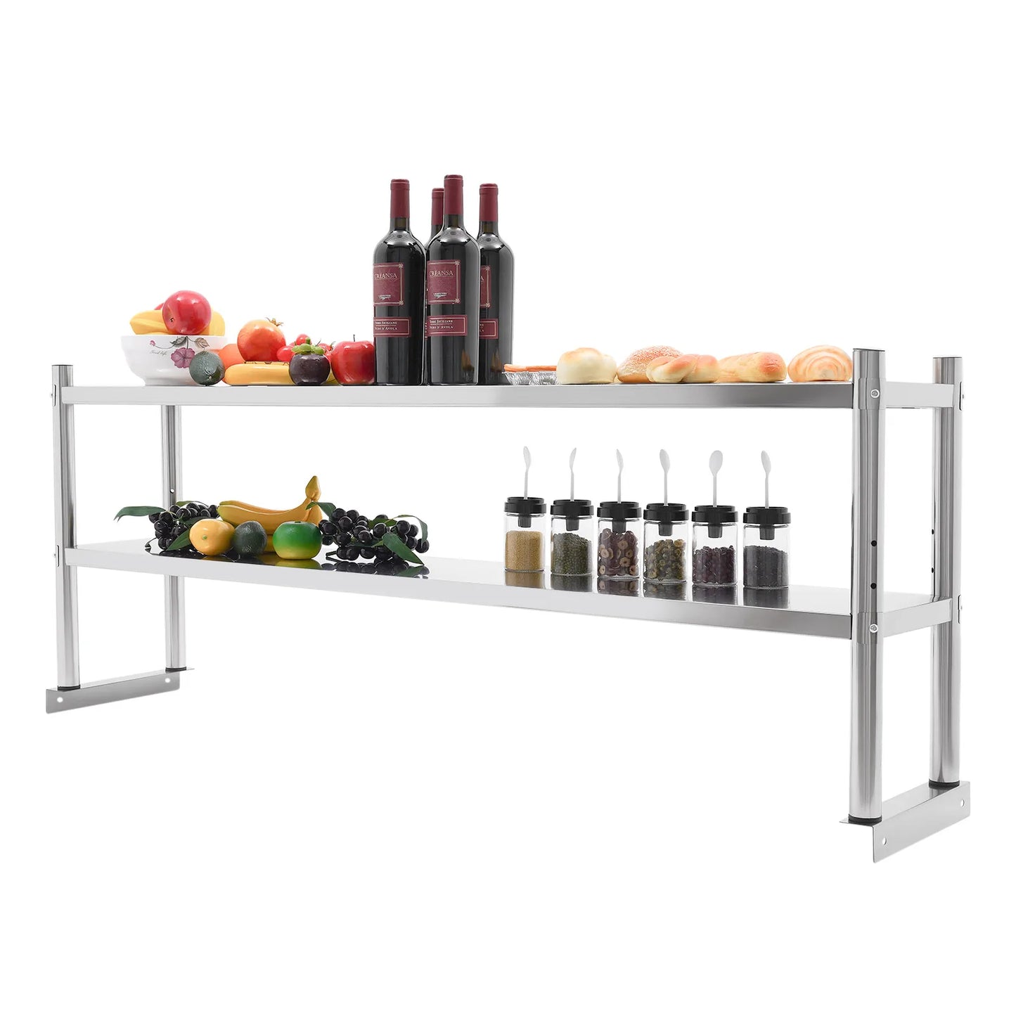 Stainless Steel Shelving Unit Two Tier Adjustable Heavy Duty Rack