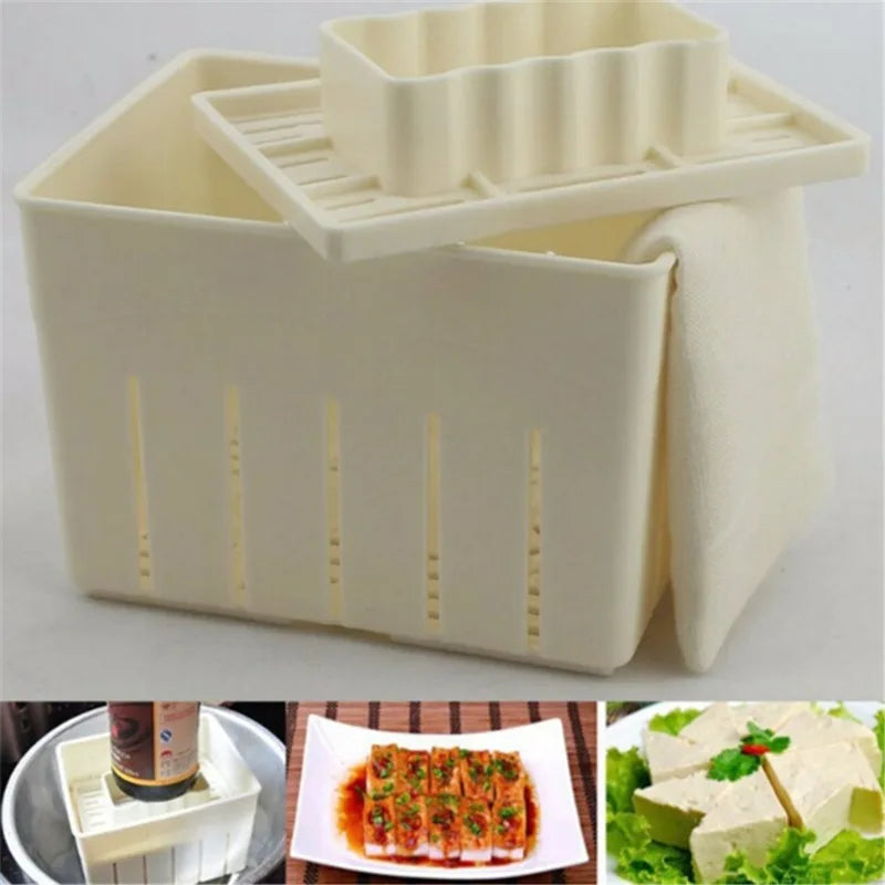 Plastic Tofu Press Mould Kit With Cheese Cloth Homemade Tofu