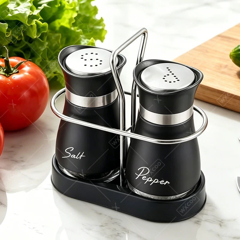 Glass Spice Bottle Set With Adjustable Refillable Salt Pepper Shakers