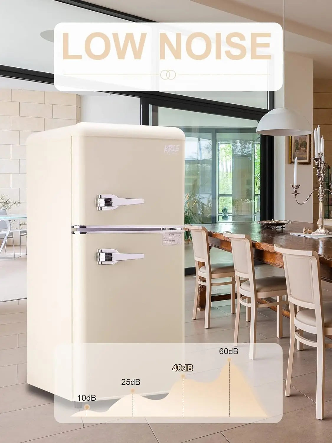 Krib Bling Retro Compact Refrigerator With Freezer For Home Office