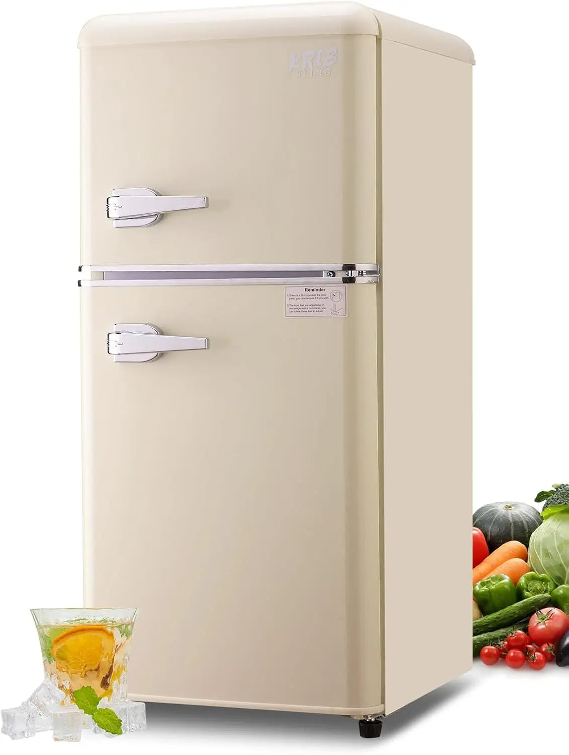 Krib Bling Retro Compact Refrigerator With Freezer For Home Office