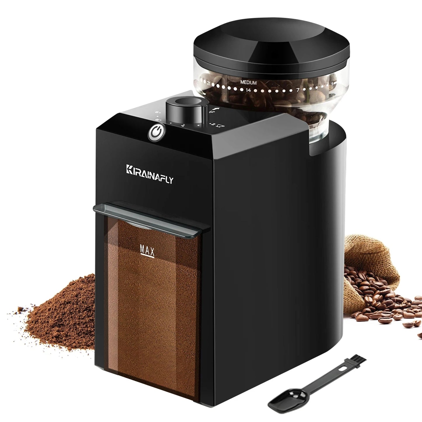 KIRAINAFLY Automatic Burr Coffee Grinder With Adjustable Grinding Levels