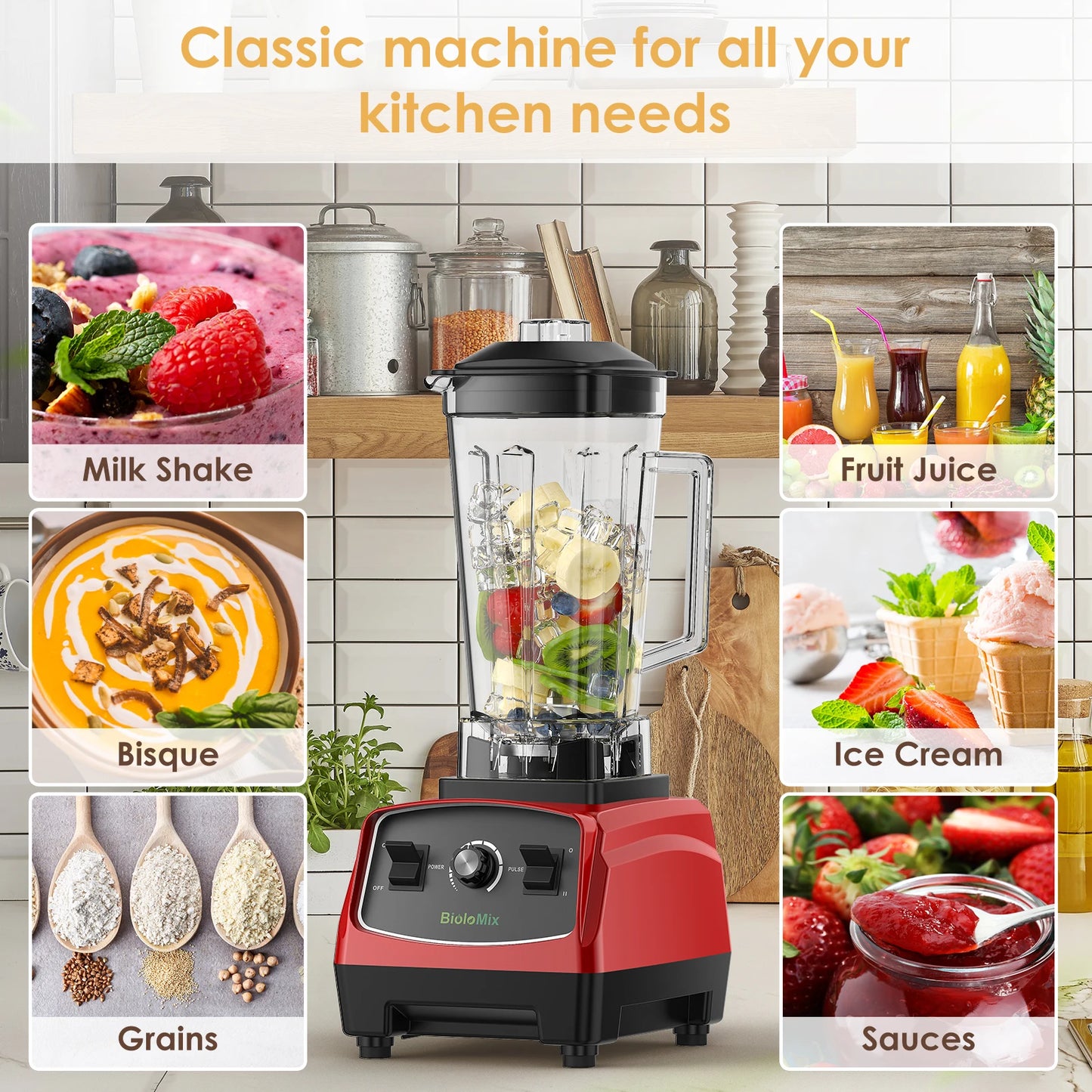 Biolomix Heavy Duty Blender Processor 3HP 2200W For Commercial Use