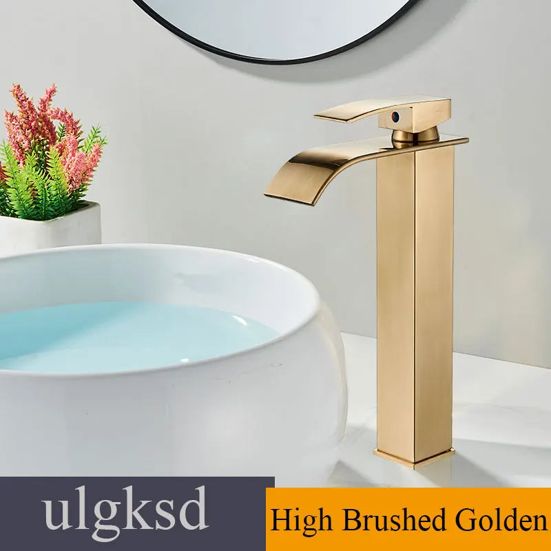Ulgksd Waterfall Basin Faucet Single Handle Deck Mounted Hot Cold