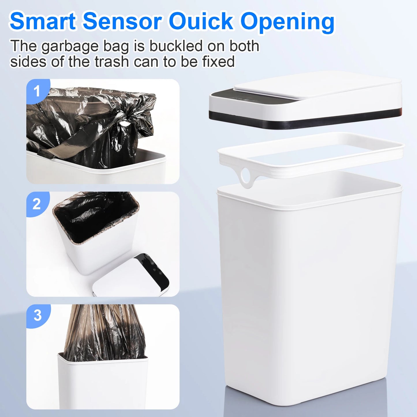 Two Pack Bathroom Touchless Motion Sensor Trash Cans With Lid