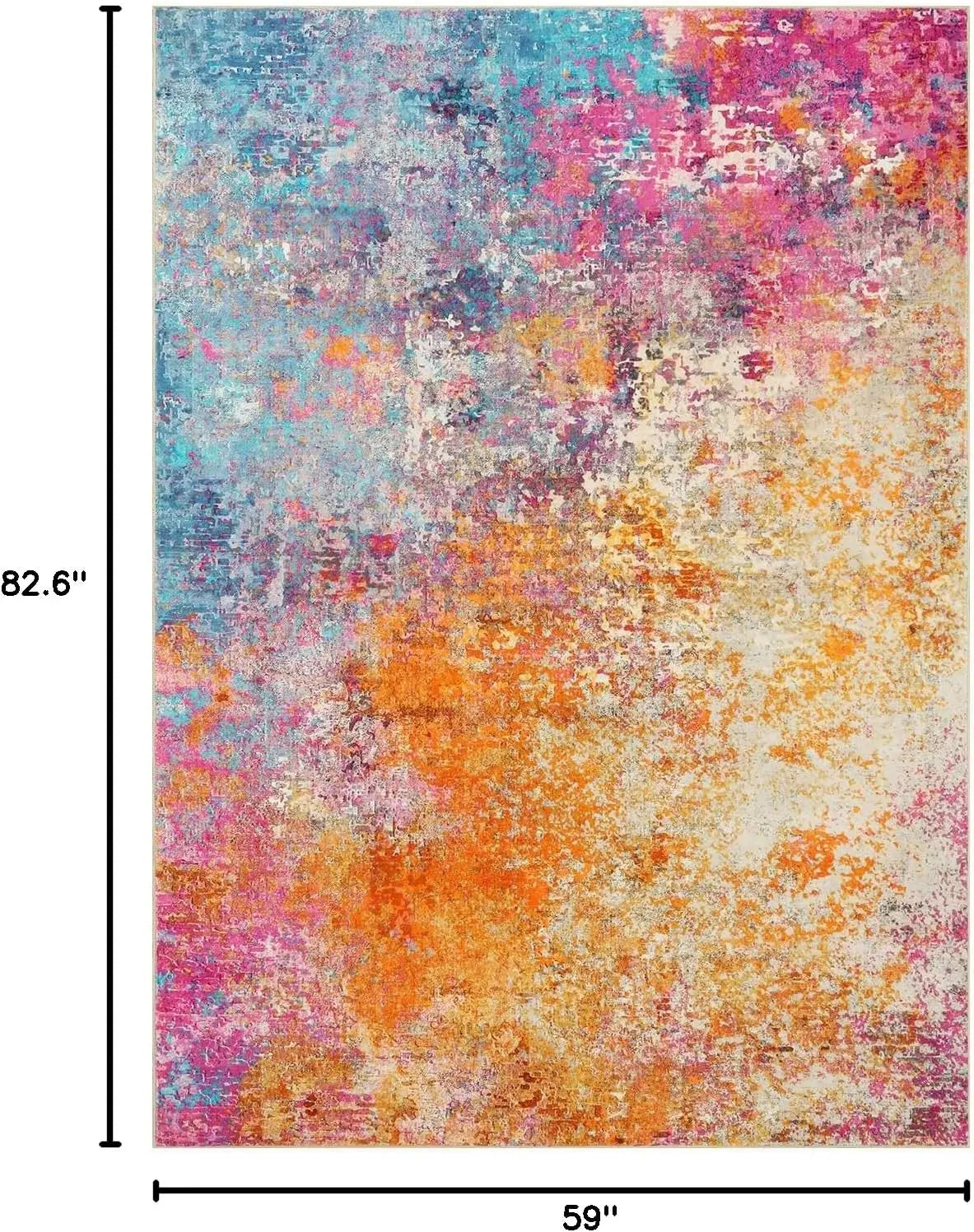 Modern Abstract Washable Rug Non Slip Low Pile Living Room
