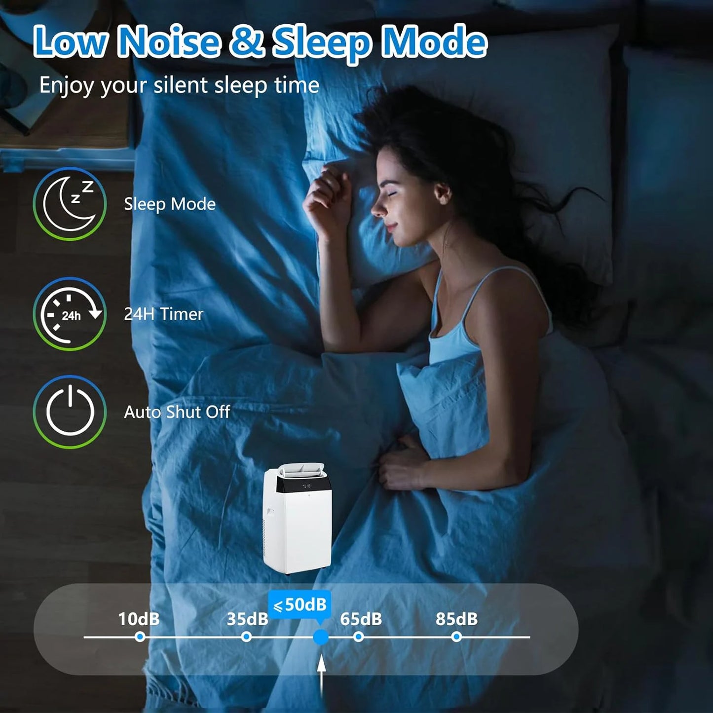 Adoolla 14000 BTU Portable Air Conditioner 3-in-1 Sleep Mode Remote