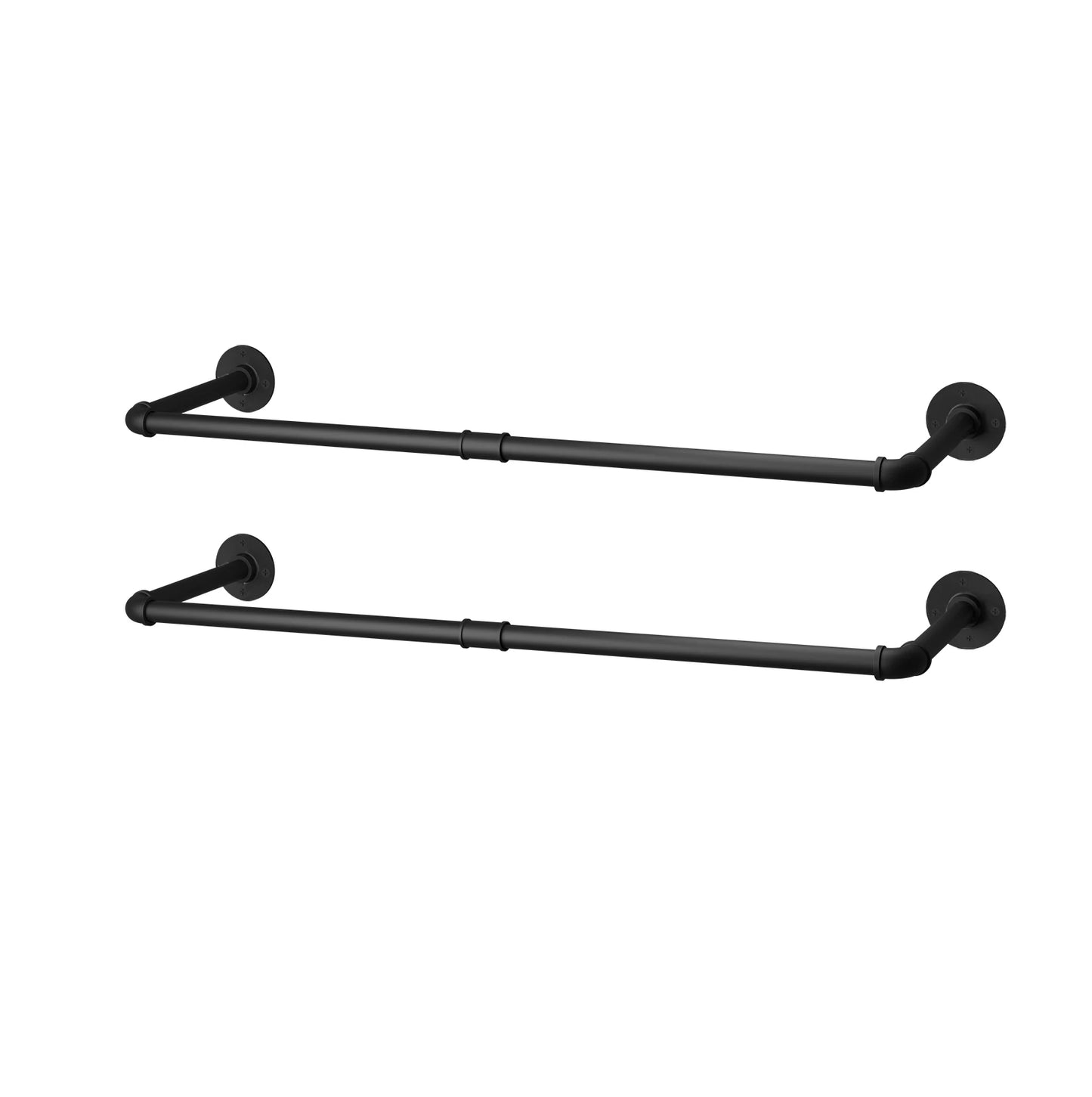 Industrial Pipe Clothes Rack Pack Of 2 Wall Mounted Closet Garment Rod Organizer