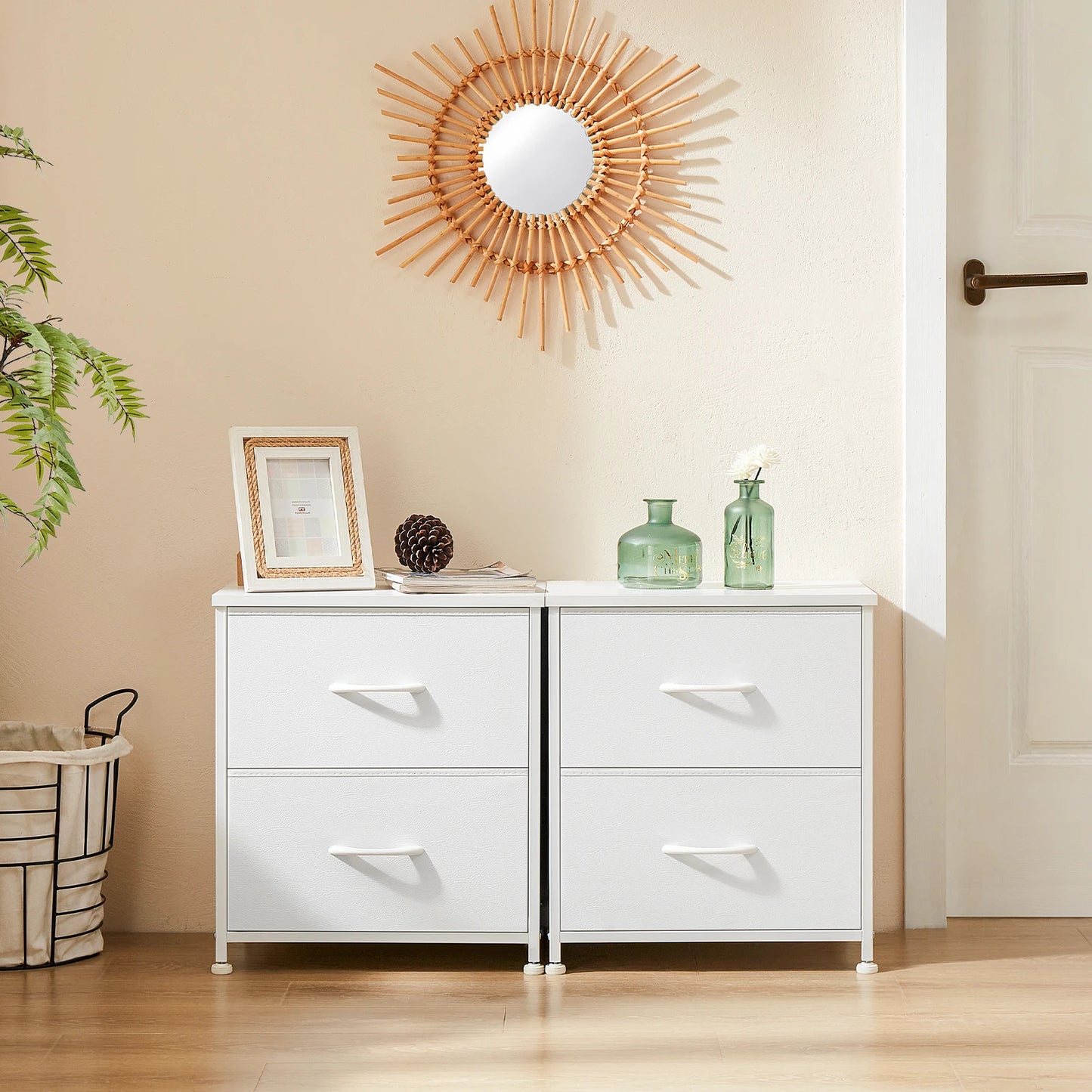 JHK Living Room Cabinet With Fabric Drawers
