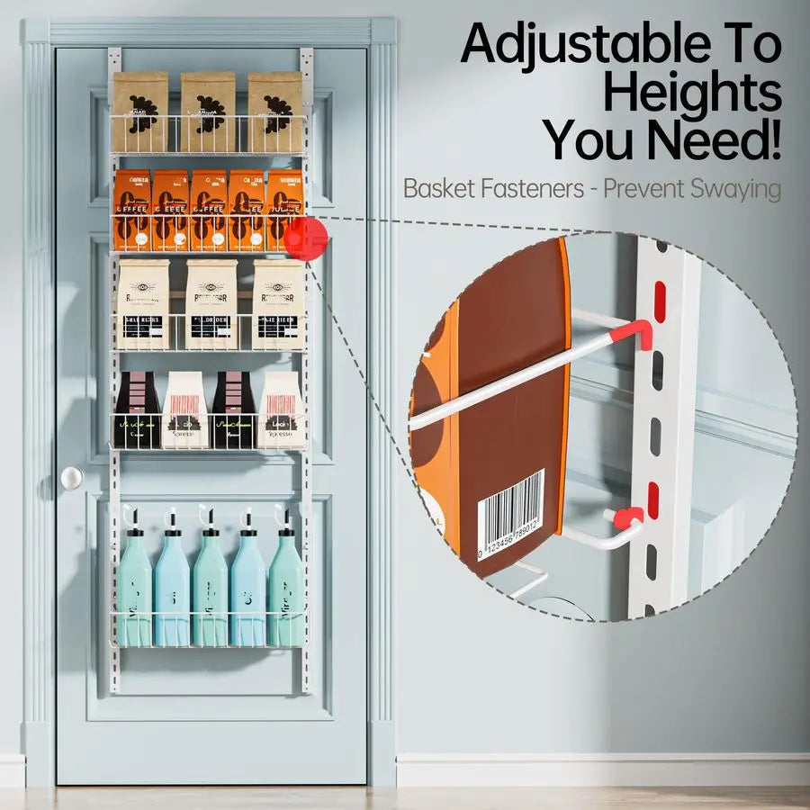 Adjustable Cabinet Door Organizer 6 Tier Hanging Spice Rack Pantry