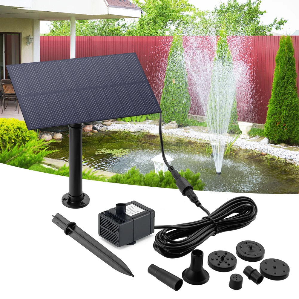 Solar Panel Fountain Pump Kit 5W 5V Water Feature 180Lph