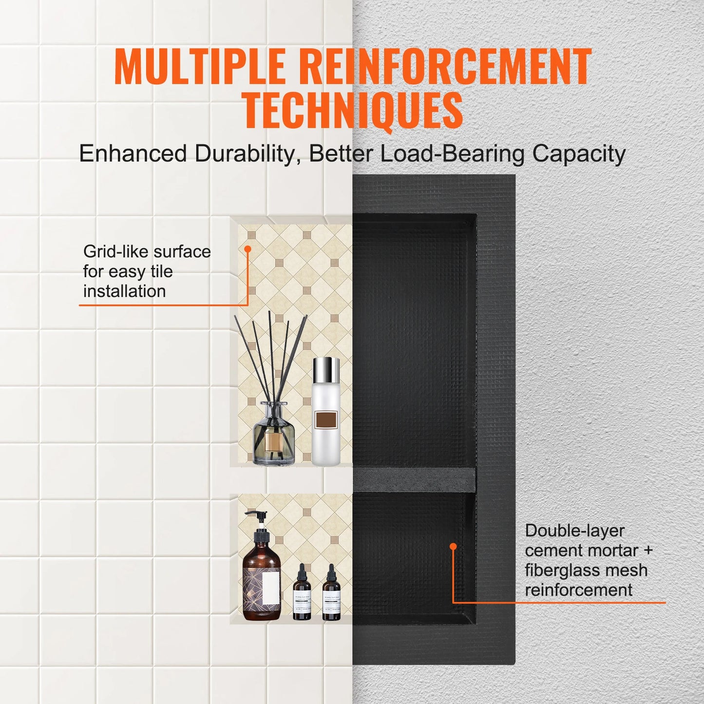 Shower Niche Shelf Organizer For Tile Corners Recessed Soap Storage