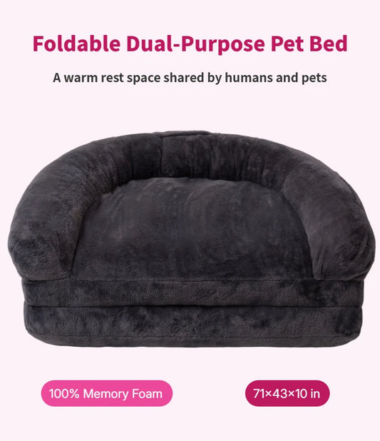 Dual-Use Pet Bed and Foldable Cuddler Mat for Home