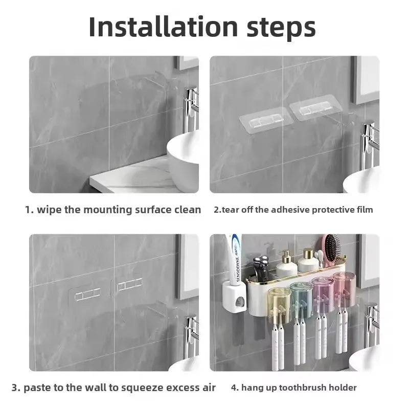 Wall Mounted 2 In 1 Toothbrush Holder And Mouthwash Cup