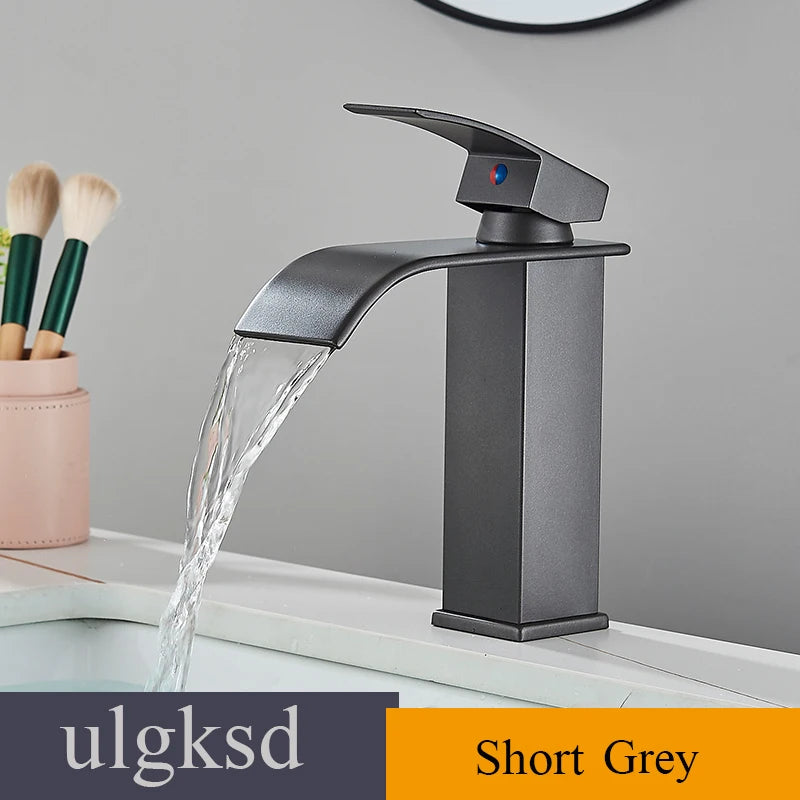 Ulgksd Waterfall Basin Faucet Single Handle Deck Mounted Hot Cold