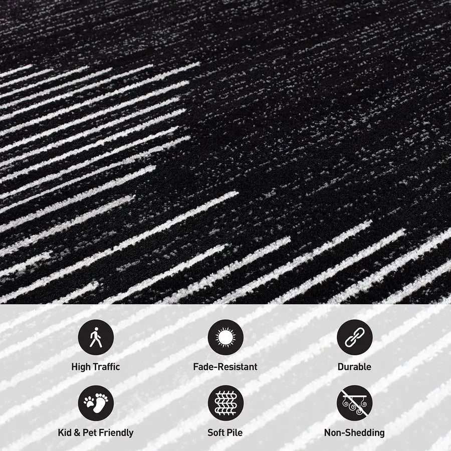 Bohemian Stripe Stain-Resistant Carpet For High Traffic Areas