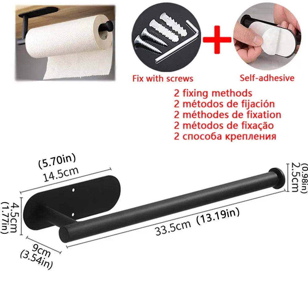 Stainless Steel Adhesive Paper Towel Holder Napkin Rack Bathroom Dispenser