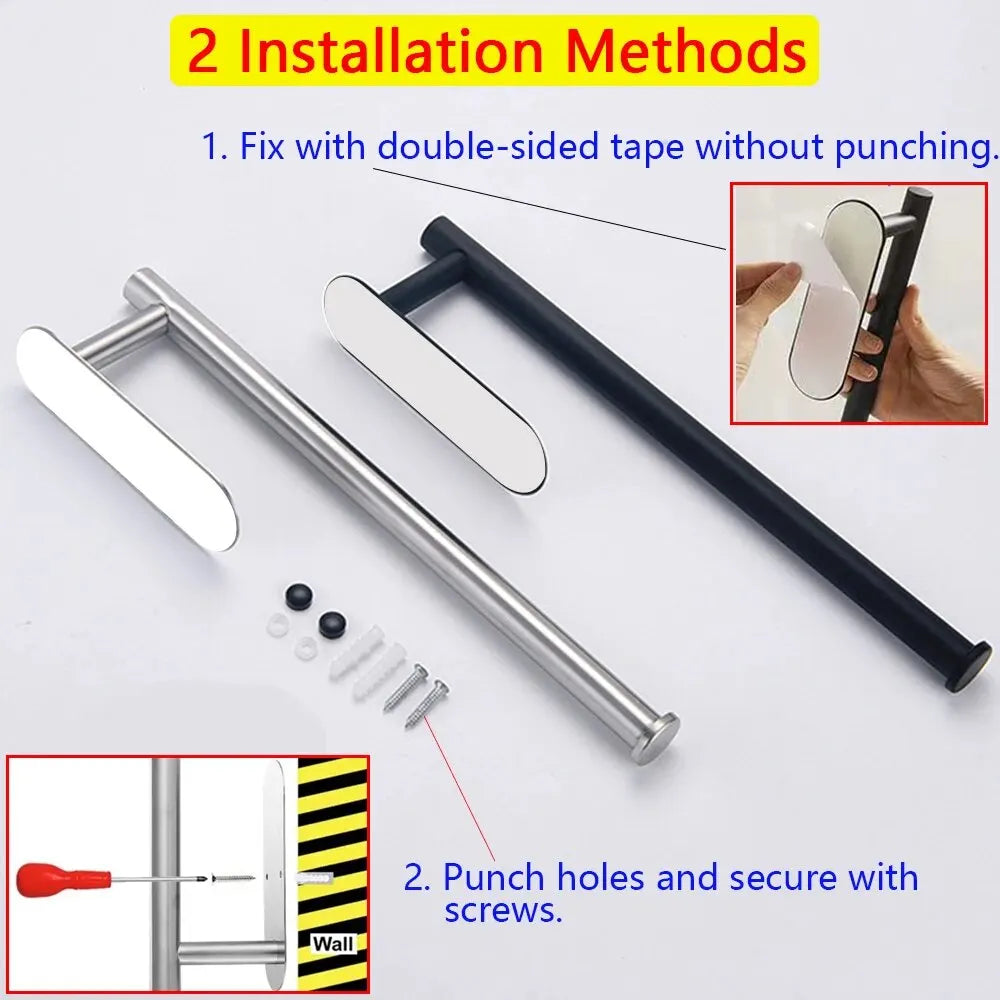 Stainless Steel Adhesive Paper Towel Holder Napkin Rack Bathroom Dispenser