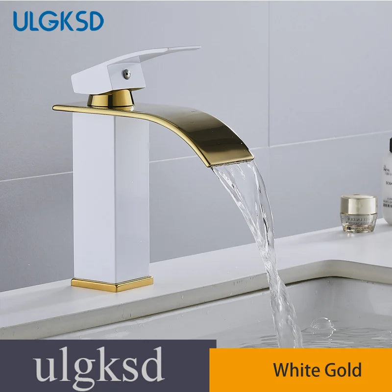 Ulgksd Waterfall Basin Faucet Single Handle Deck Mounted Hot Cold