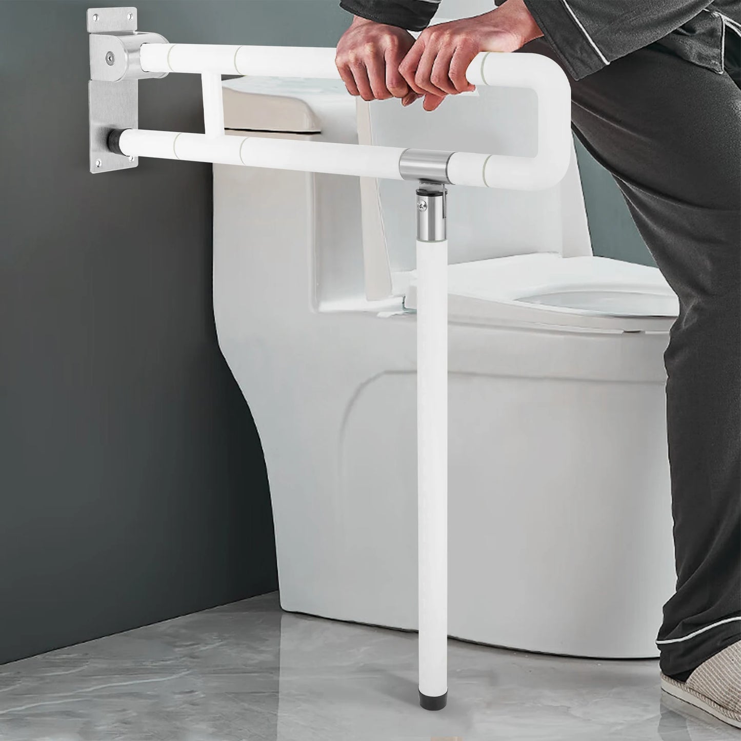 Metal Toilet Grab Bar Wall Mount Foldable Disabled Assist Handle