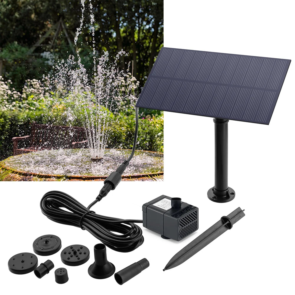 Solar Panel Fountain Pump Kit 5W 5V Water Feature 180Lph