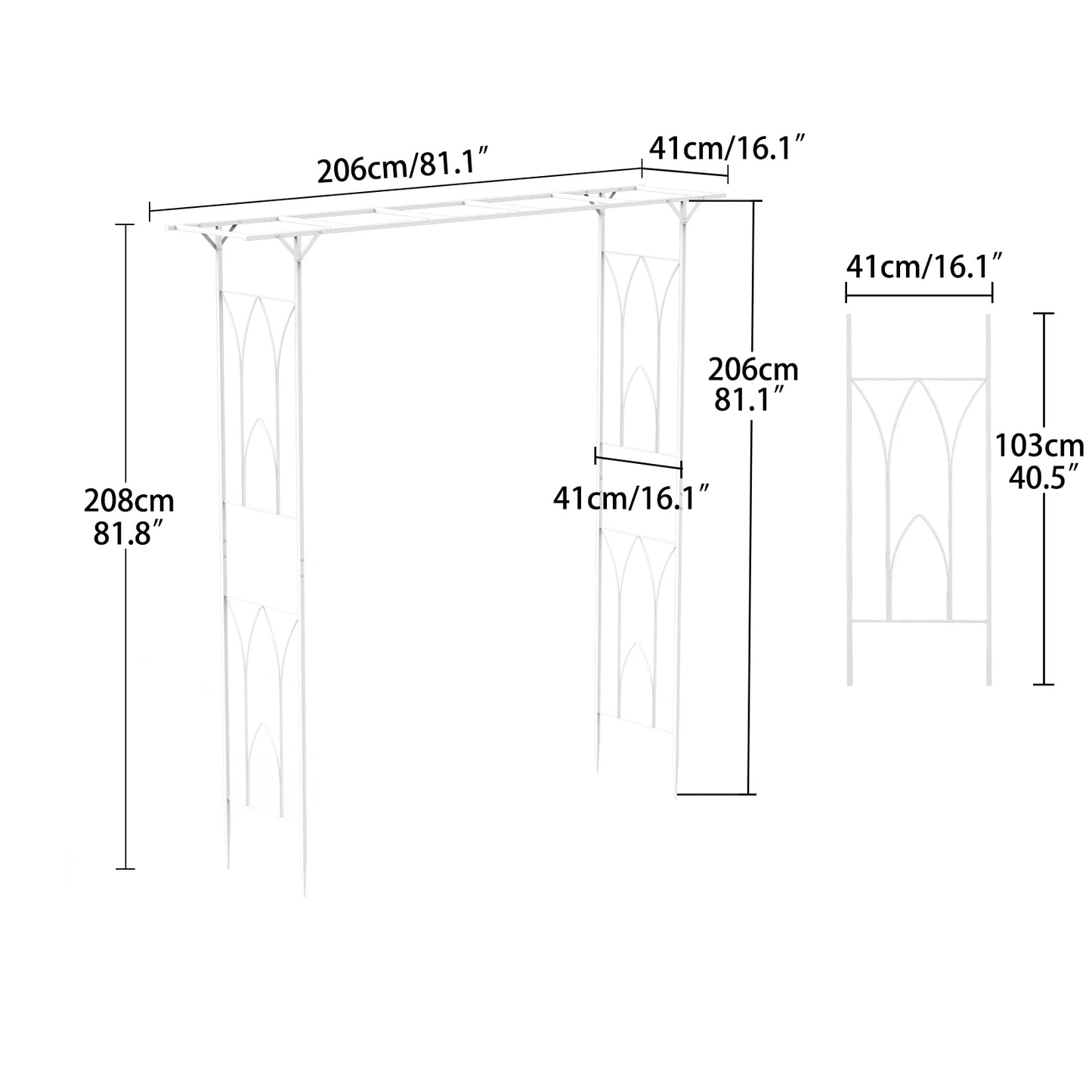 Iron Garden Arch Arbor Outdoor Pergola Trellis Decor