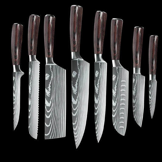 ZENG Kitchen Knife Set Stainless Steel Damascus Japanese Santoku