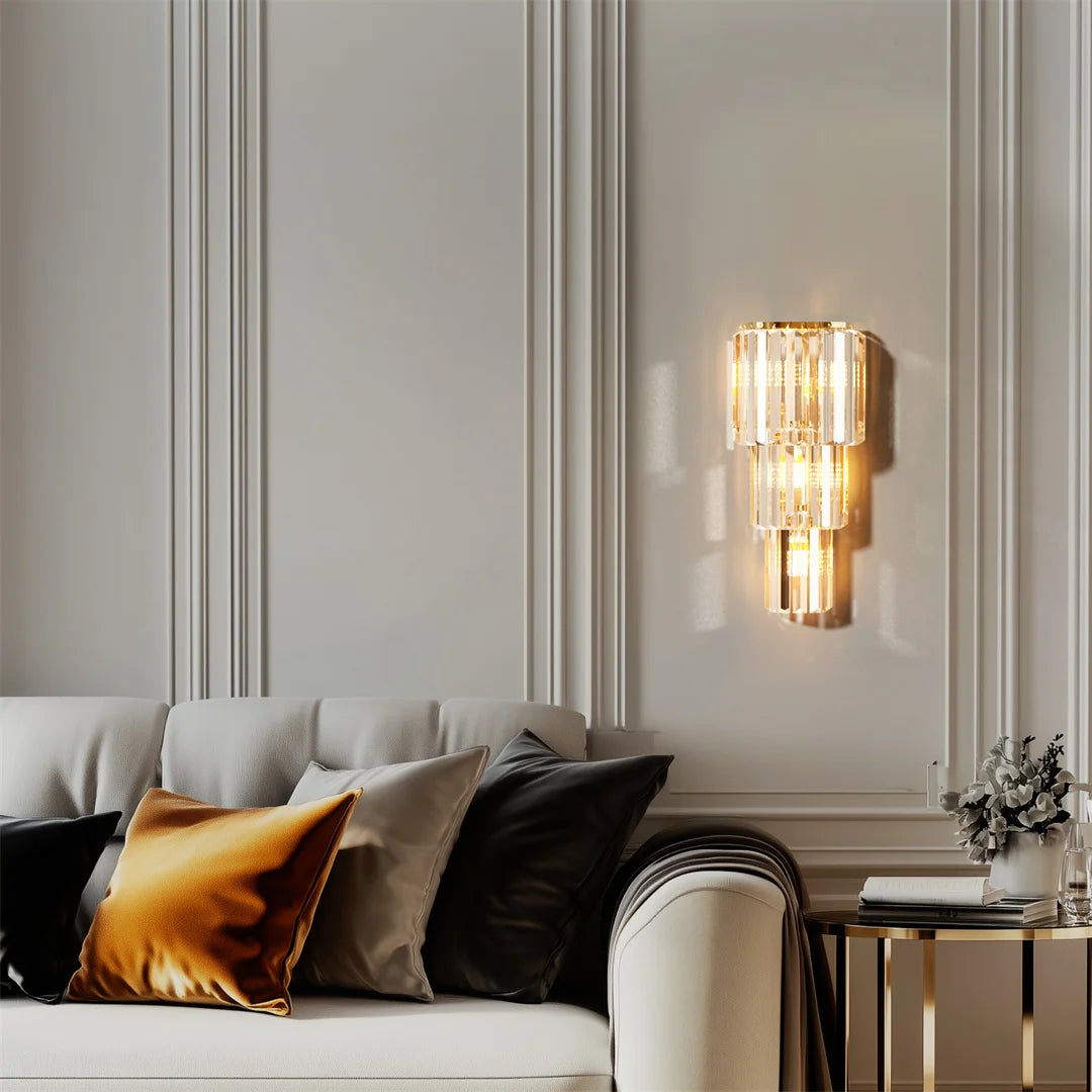 Crystal Modern Wall Lamp 3 Layer Sconce With E14 LED Bulbs