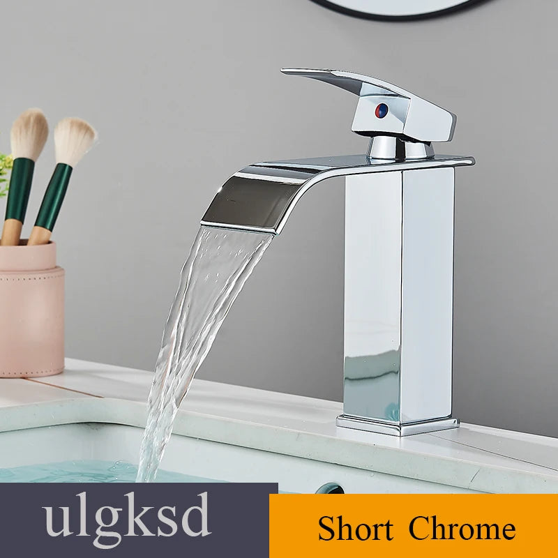 Ulgksd Waterfall Basin Faucet Single Handle Deck Mounted Hot Cold