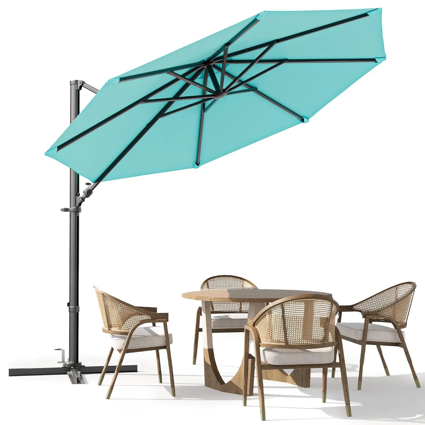 Outdoor Patio Umbrella With 360 Degree Rotation Offset Market Umbrella