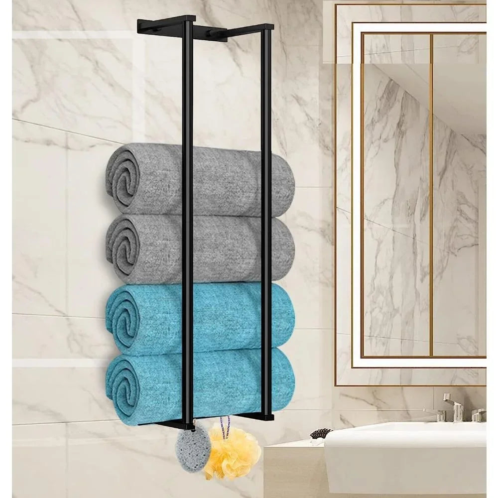 Stainless Steel Single Tier Wall Mounted Towel Rack For Bathroom Storage